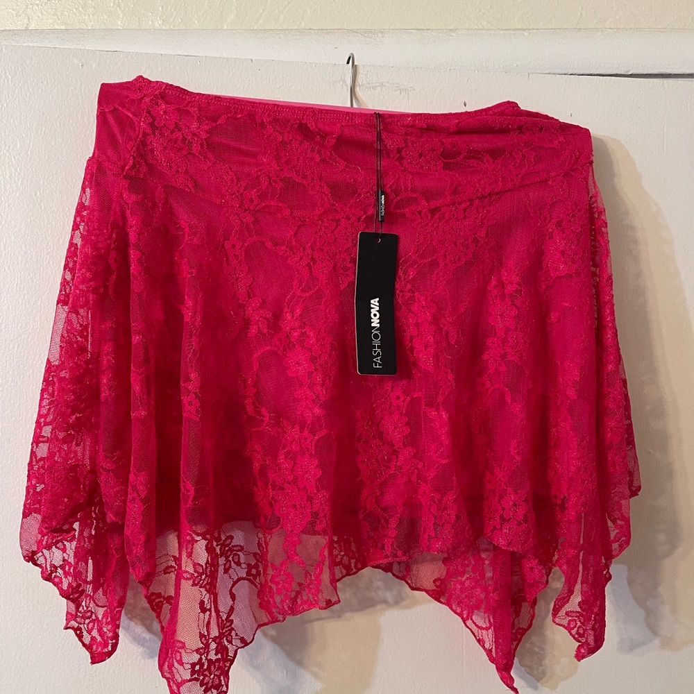 Fashion Nova Women's Red Lace Skirt